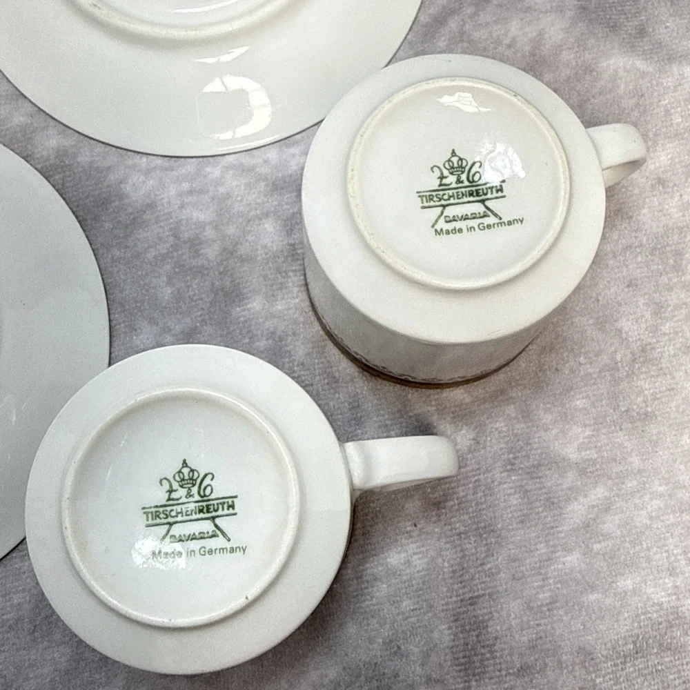 Tirschenreuth Bavaria Demitasse‎ Cup & Saucer Cobalt Blue Gold Germany VTG